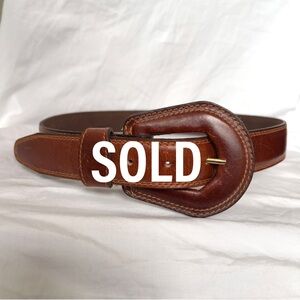 SOLD Vintage reddish dark brown genuine leather belt